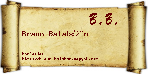 Braun Balabán névjegykártya
